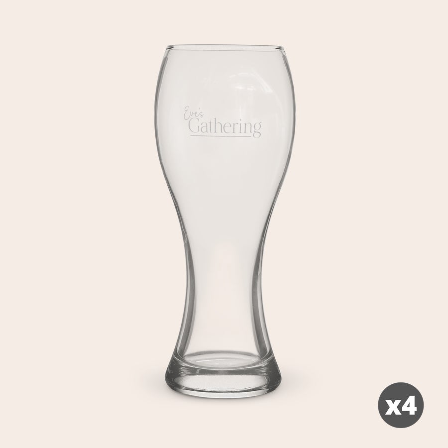 Ølglass - vasformad Ølglass med egen tekst og design, inngravert med Eva's Gathering. Nyt yndlingsølen fra disse unike ølglassene!