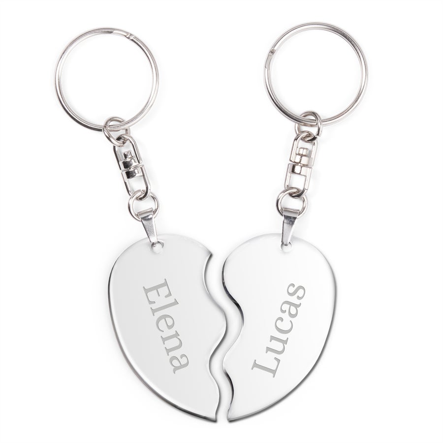 Personalised key ring - Heart set - Engraved