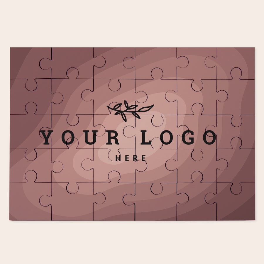 Personalizowane puzzle dla dzieci Puzzle z nadrukiem Twojego logo i napisem Your logo here, idealne aby zaprojektować osobiste puzzle ze zdjęcia