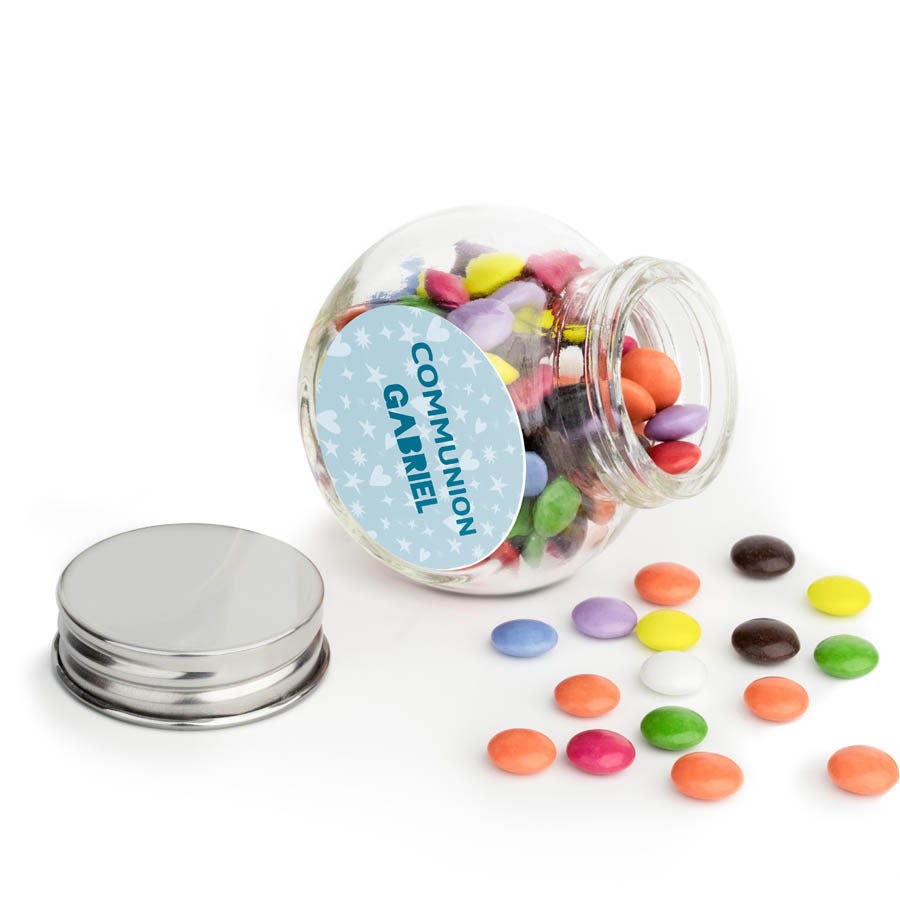 Personalised Mini Glass Jar Favours with Chocolates