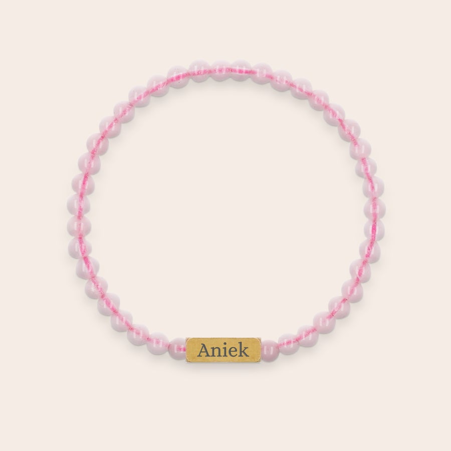 Rozenkwarts armband graveren Rozenkwarts armband graveren