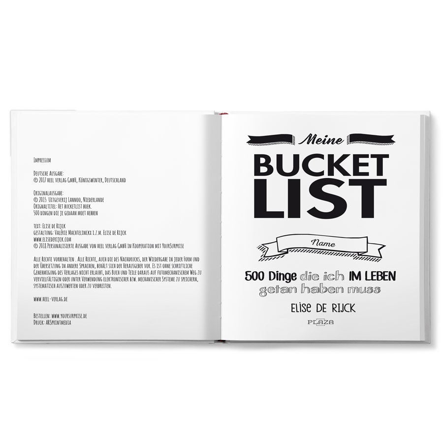 Personalisiertes Bucket List Buch