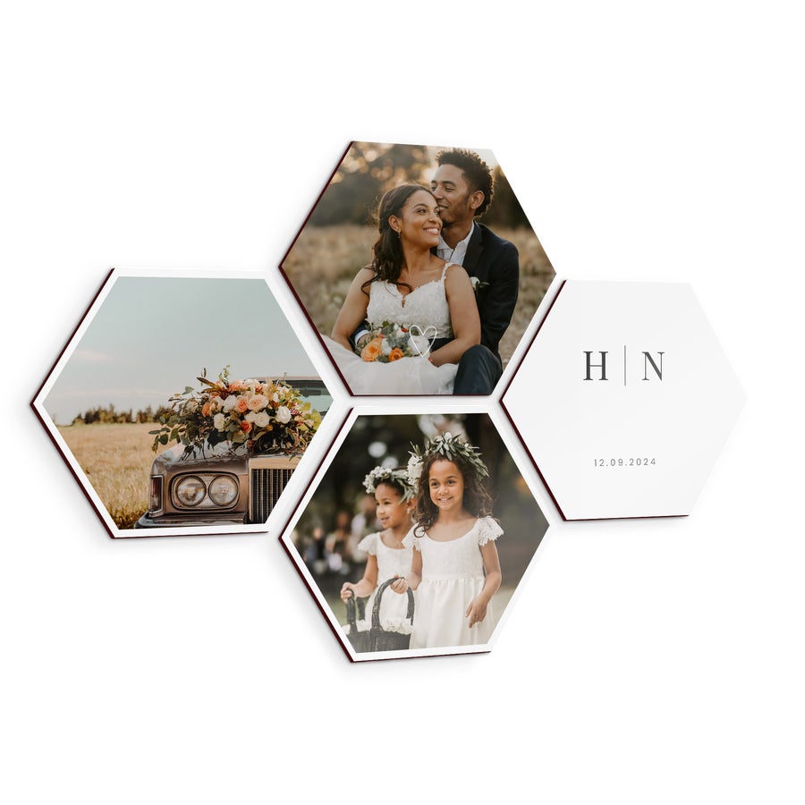 Personlig billedvæg - Hexagon - 4 stk