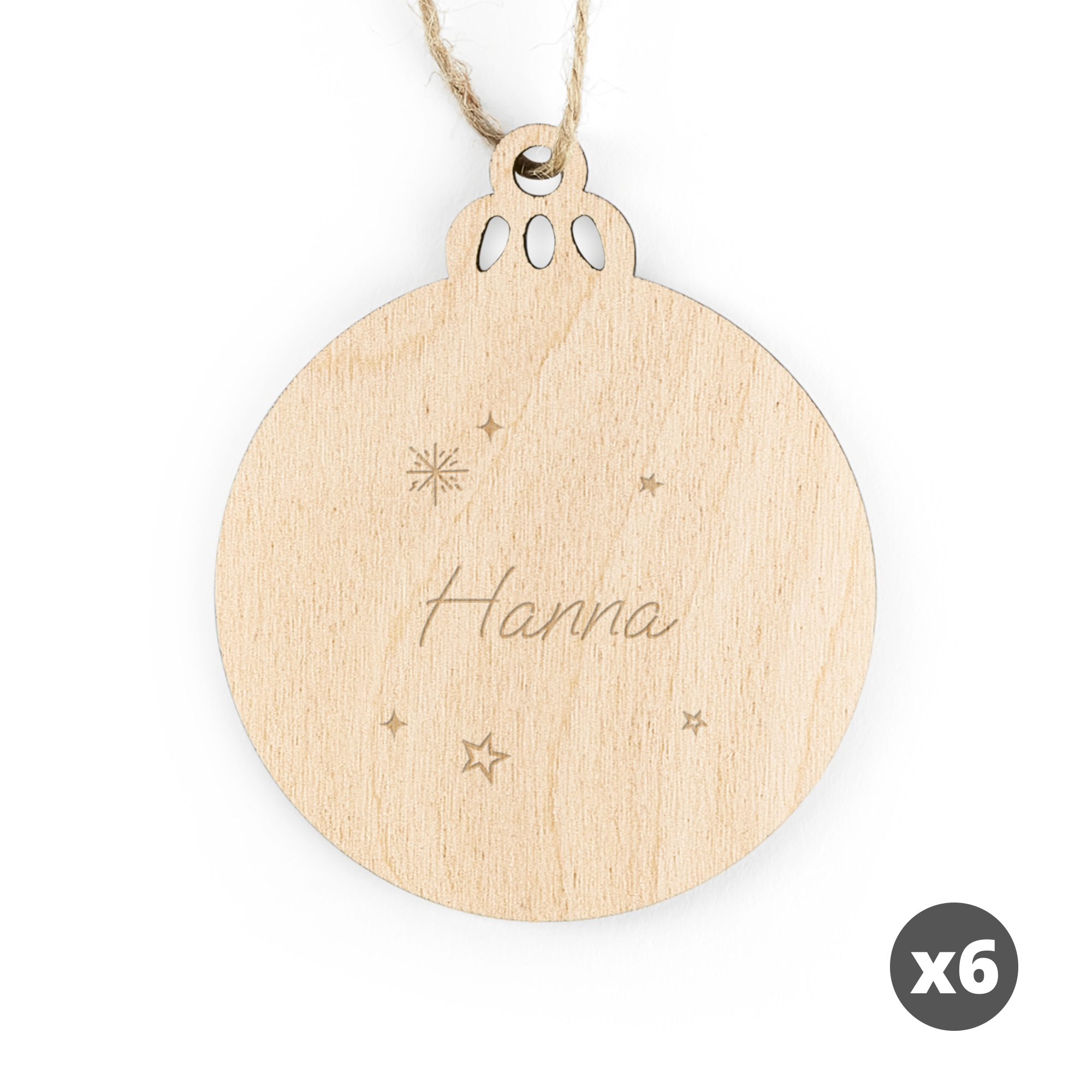 Graverad julstjärnad dekoration i trä