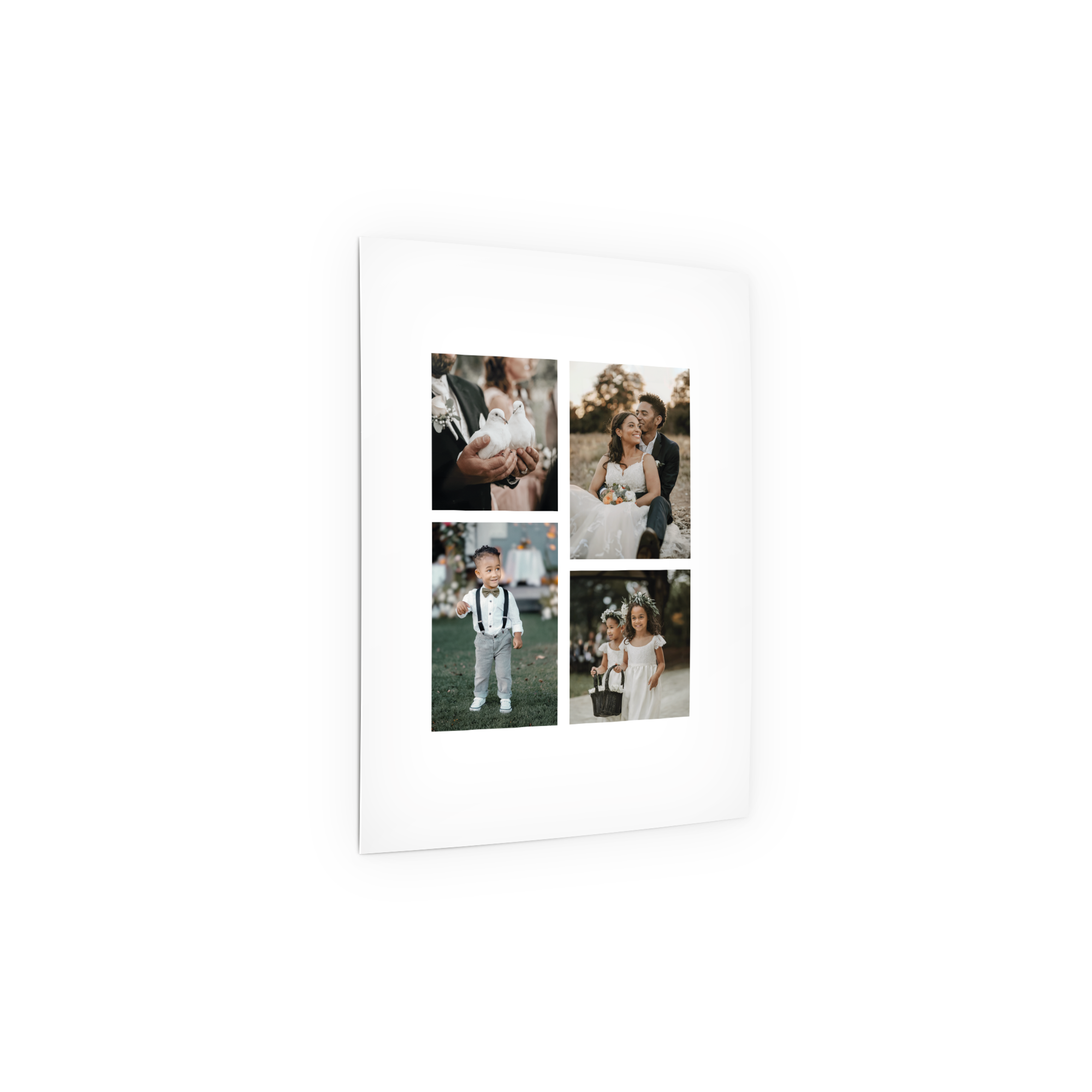 Pôster fotográfico branco personalizado com colagem de quatro momentos favoritos impressos com acabamento acetinado