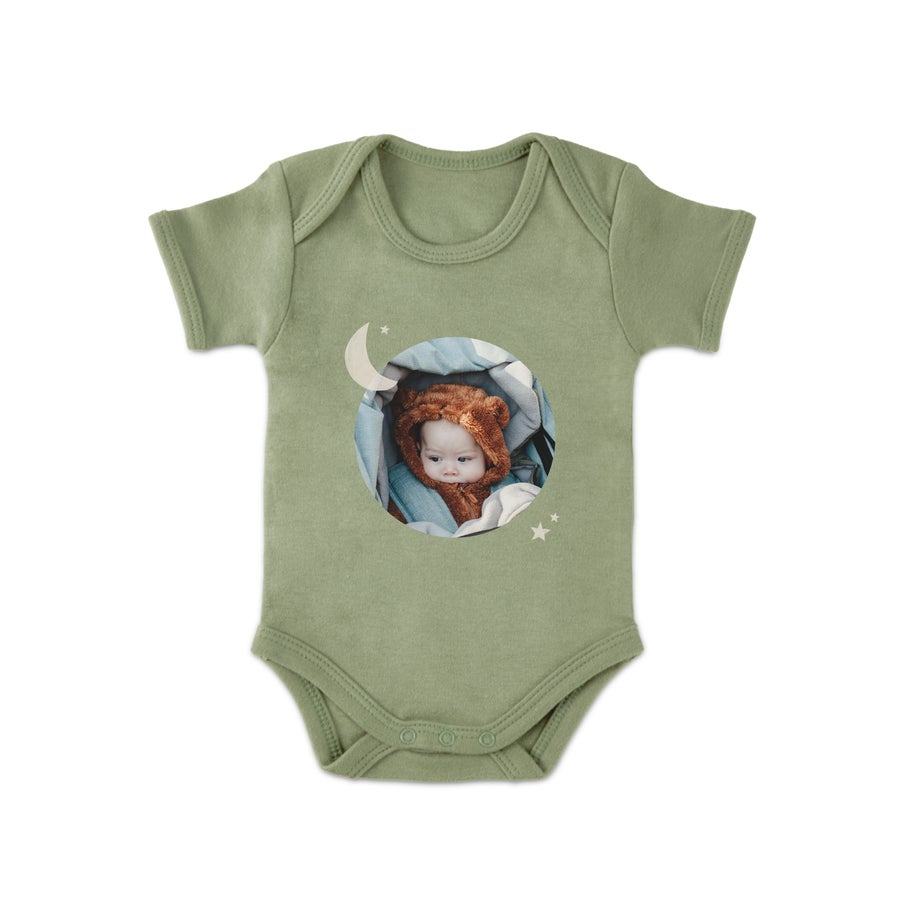 Baby bodyer med tryk - Kortærmet - Grøn - 74/80