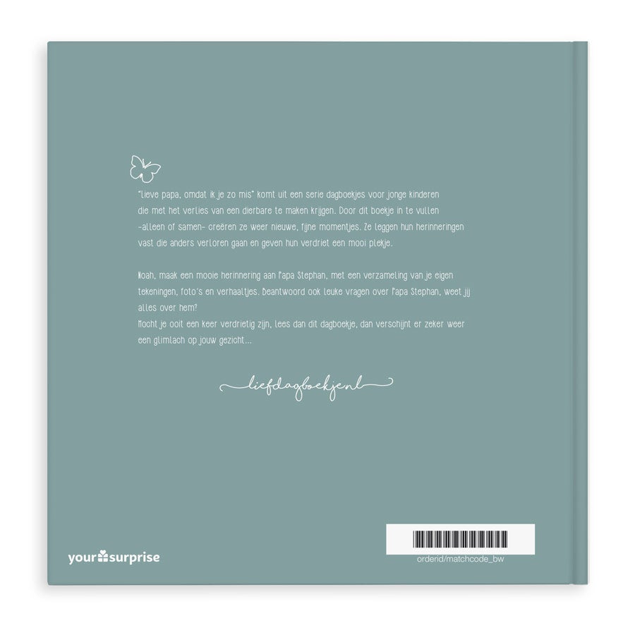Boek "Lieve Papa, omdat ik je zo mis" personaliseren