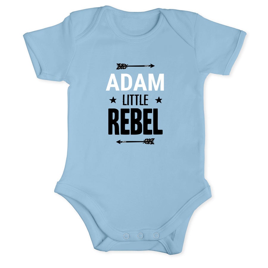 Personlig baby body - kort ærme - Navy - 50/56