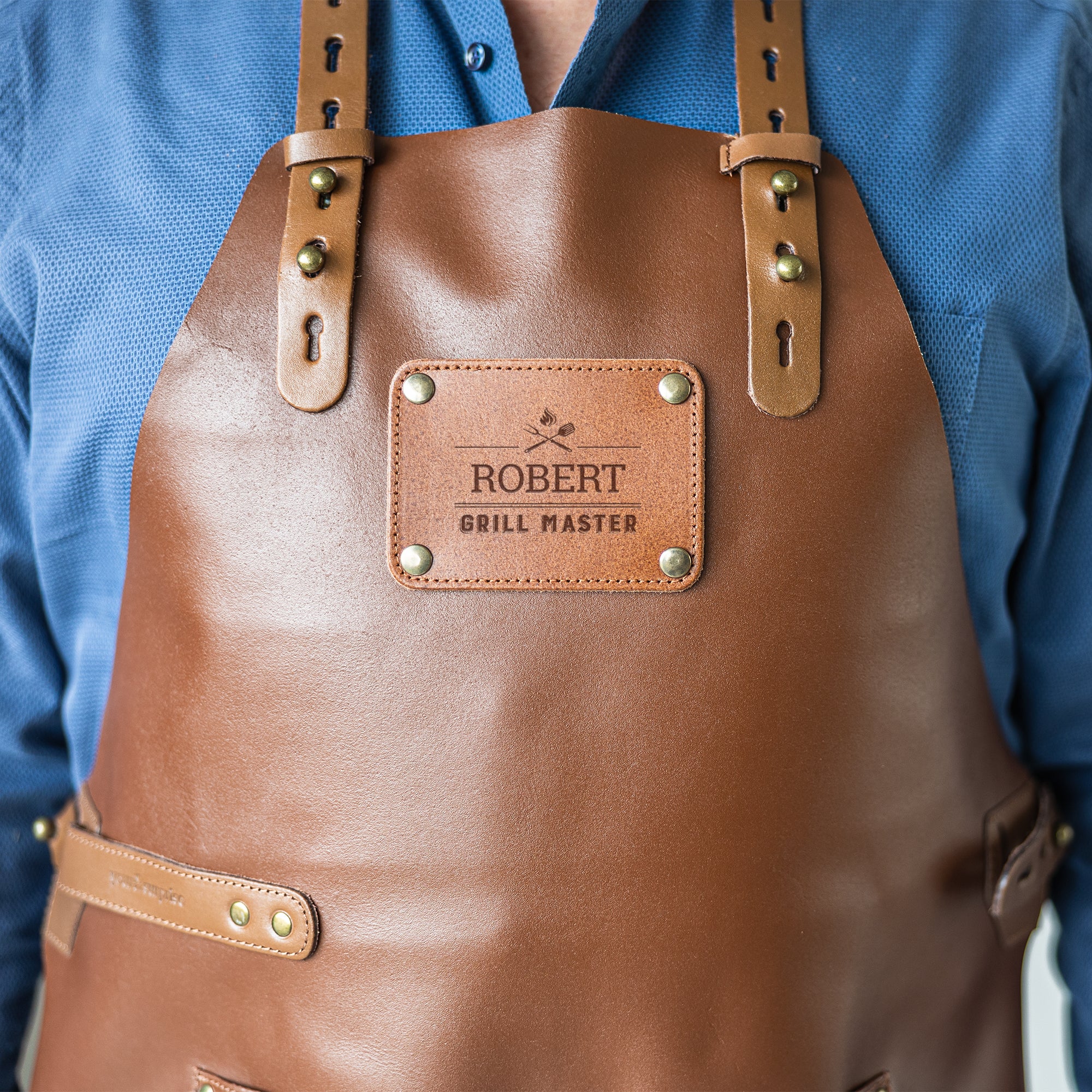 Personalised Leather Apron - Brown