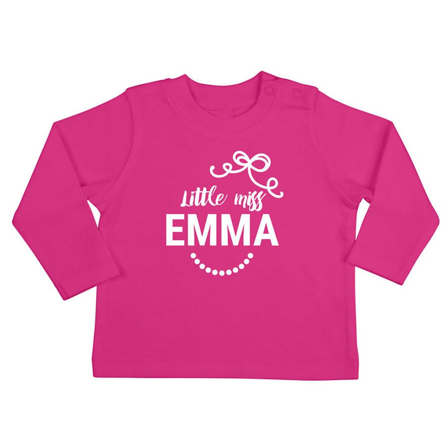 Camiseta personalizada de bebé - Manga larga - Fucsia - 62/68