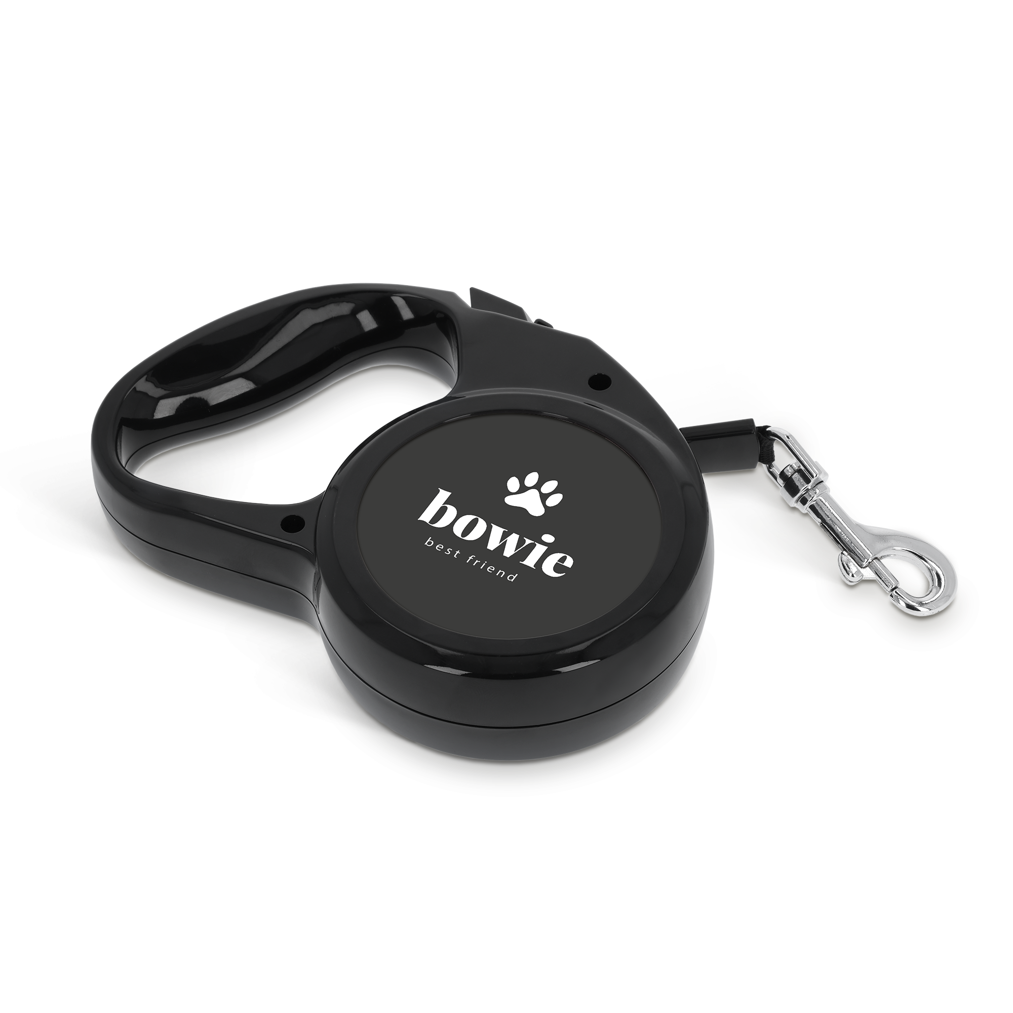Zwarte gepersonaliseerde hondenriem met naam 