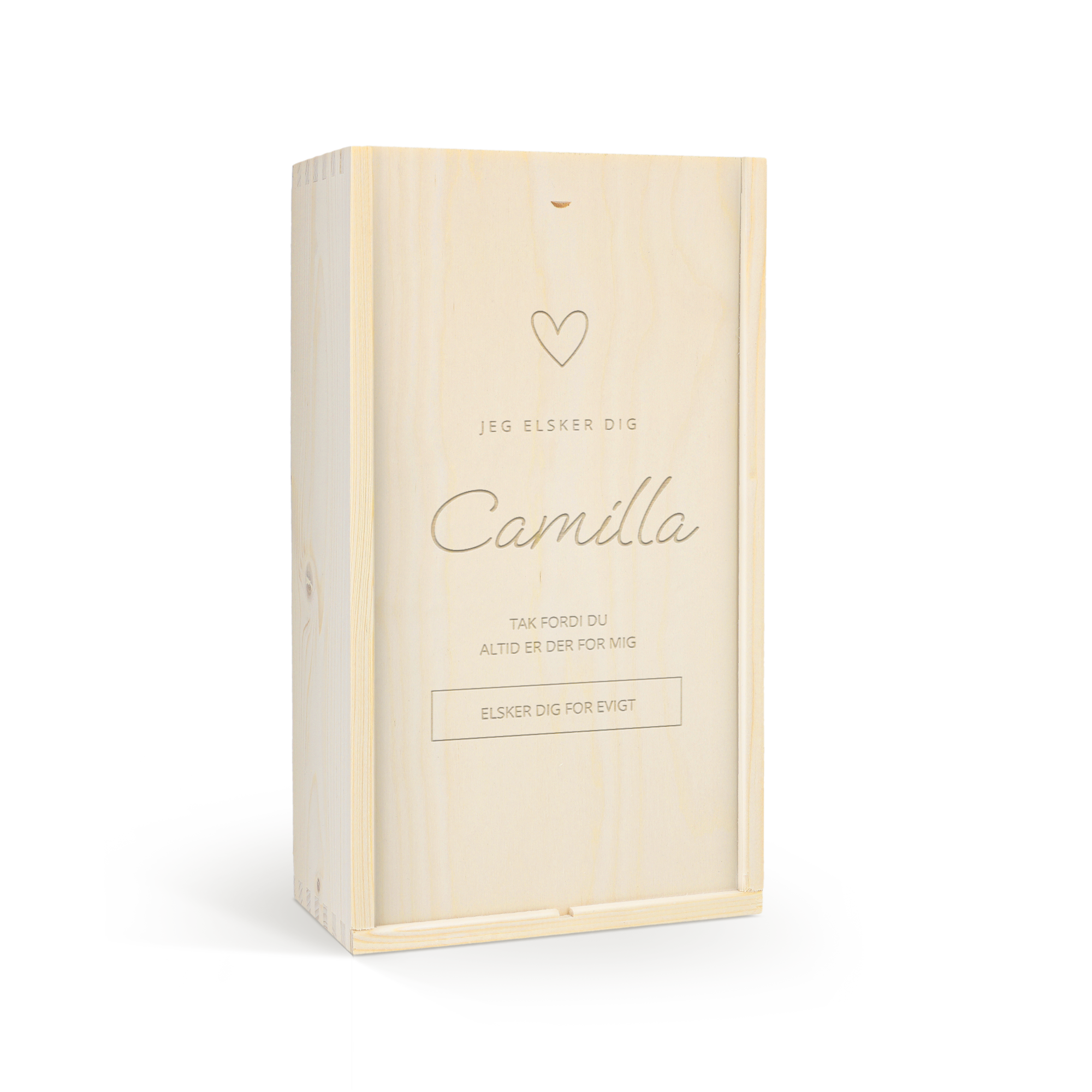 Træ vinkasse med personlig gravering