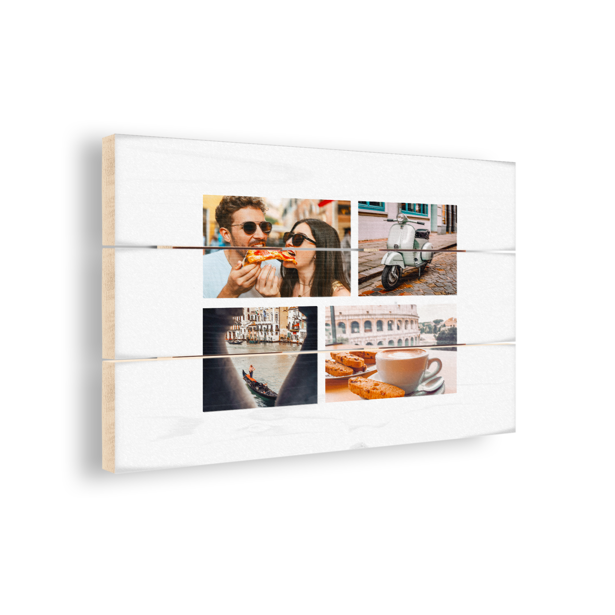 Tableau photo personnalisé sur planches en bois avec impression photo de Venise et de Rome