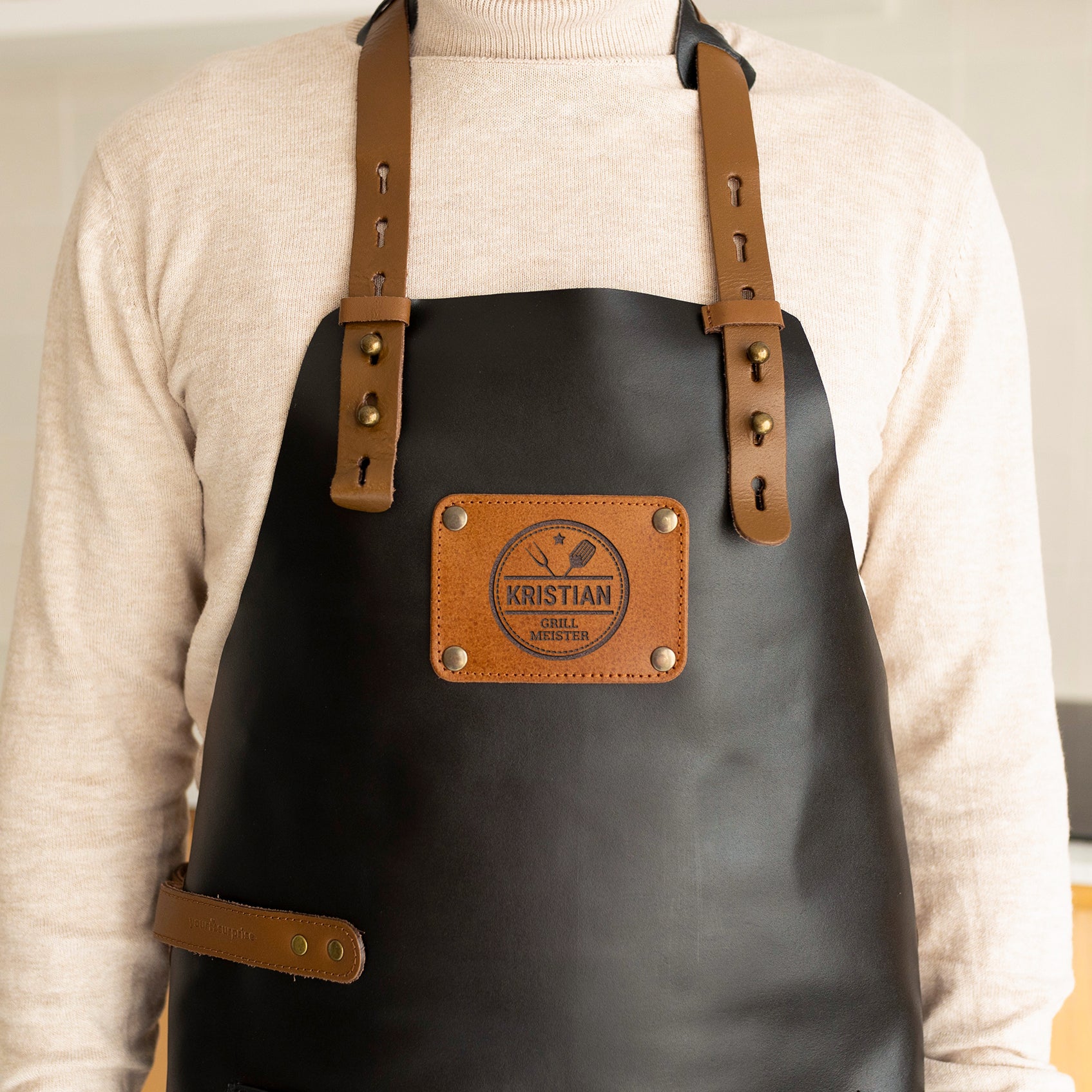 Personalised Leather Apron - Black