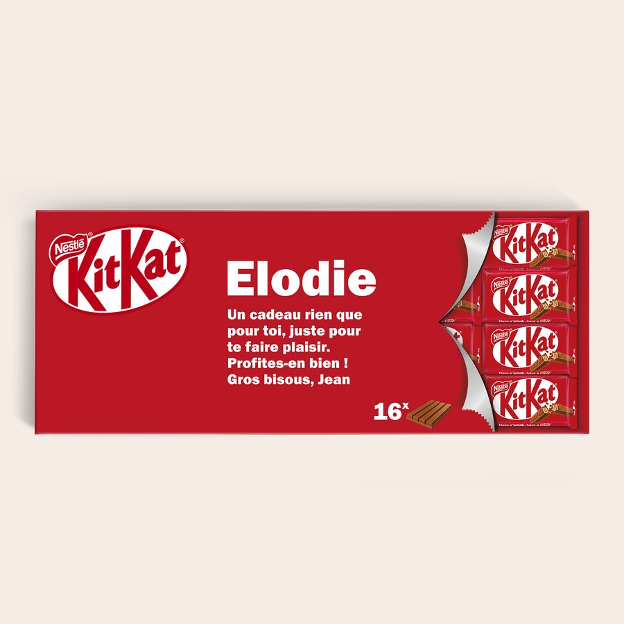 KitKat Classique XL Personnalisé Paquet de chocolat KitKat XL personnalisé avec le nom Elodie et un message imprimé