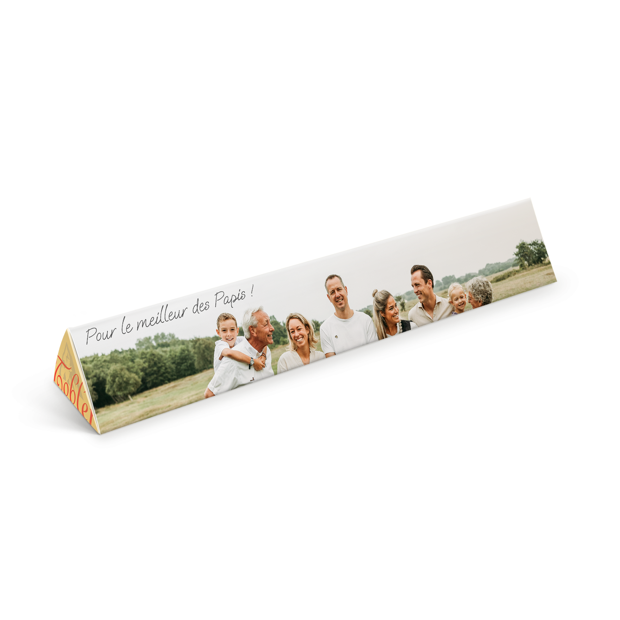 Barre de chocolat personnalisée Toblerone avec photo de famille et texte Pour le meilleur des Papis