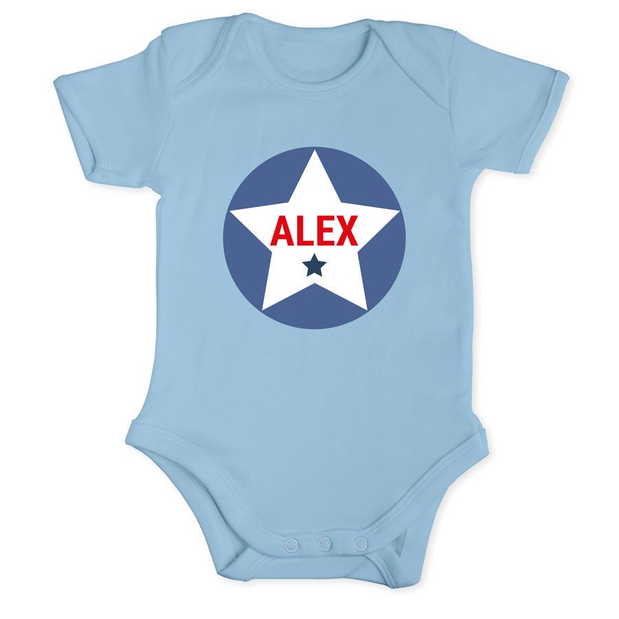 Baby onesie - kort erme - Baby blå - 50/56