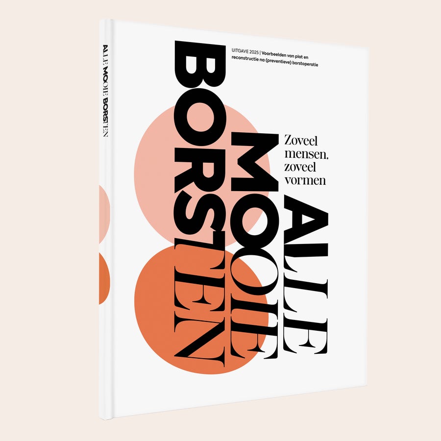 Glossy - Alle Mooie Borsten Witte hardcover glossy Alle Mooie Borsten met grote zwarte letters en oranje cirkels, personaliseerbaar