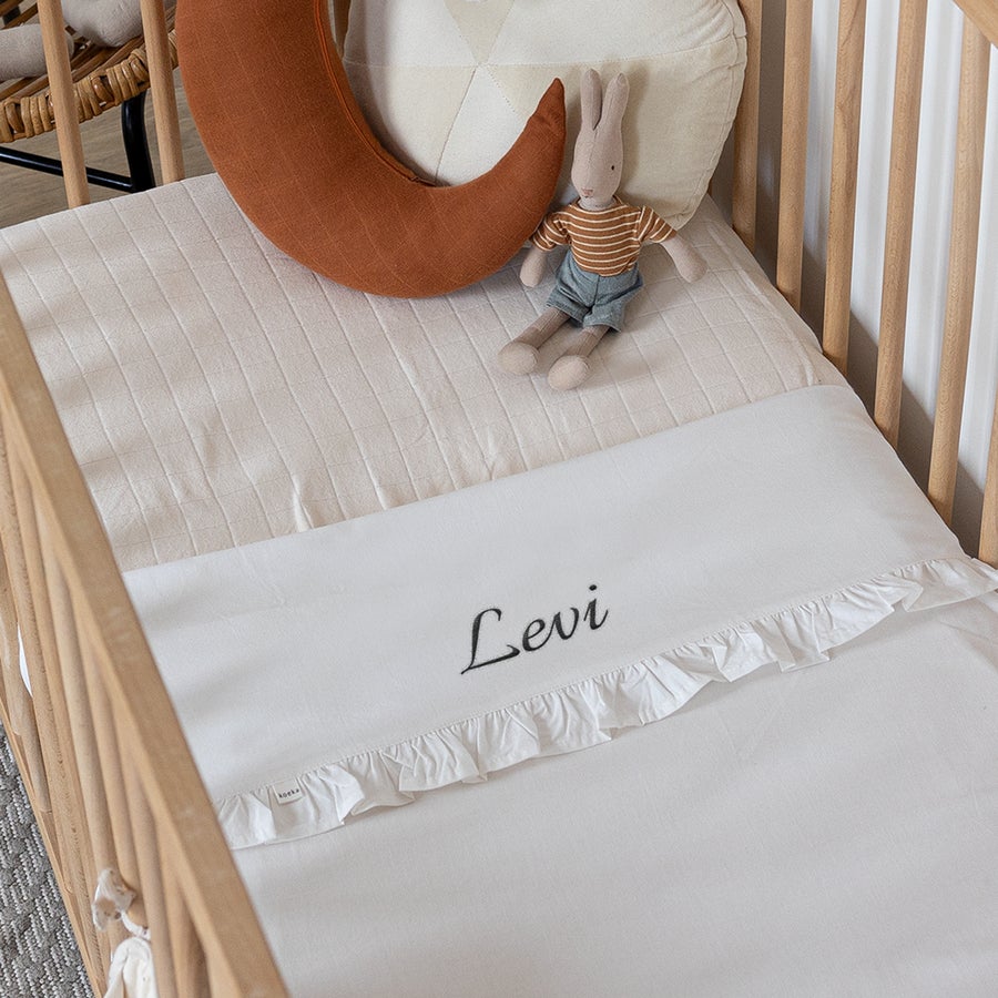 Embroidered cot sheet - Ruffle