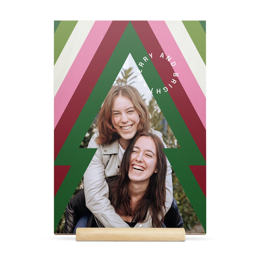 Wooden photo Christmas cards