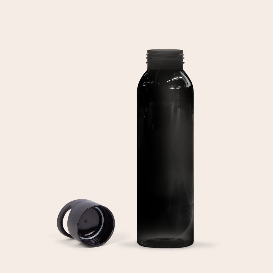 Drikkedunk med billede Sort drikkedunk med aftagelig hætte til at designe med dit eget billede, tekst eller design