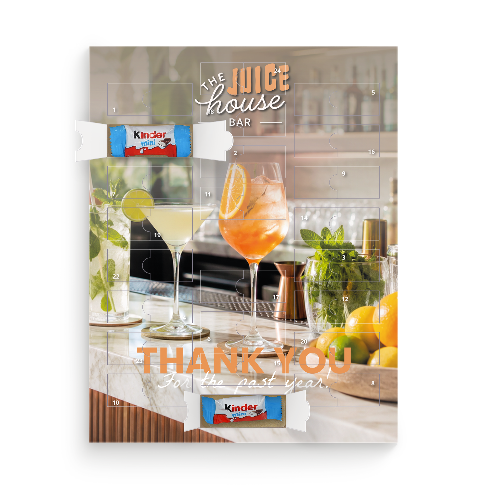 Personalised Kinder chocolate advent calendar with custom photo and text Thank You for the past year for a unique gift