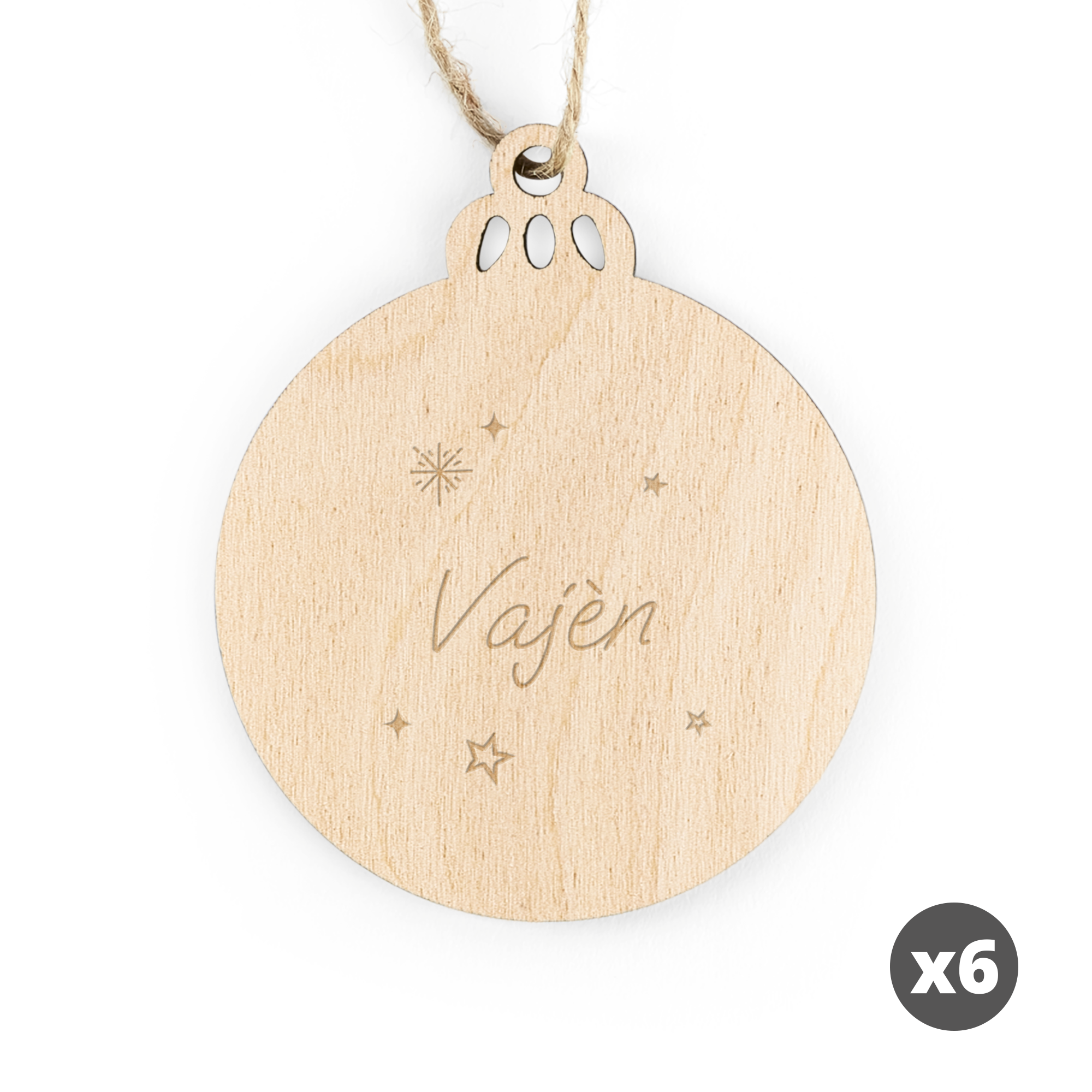 Houten kersthanger met naam
