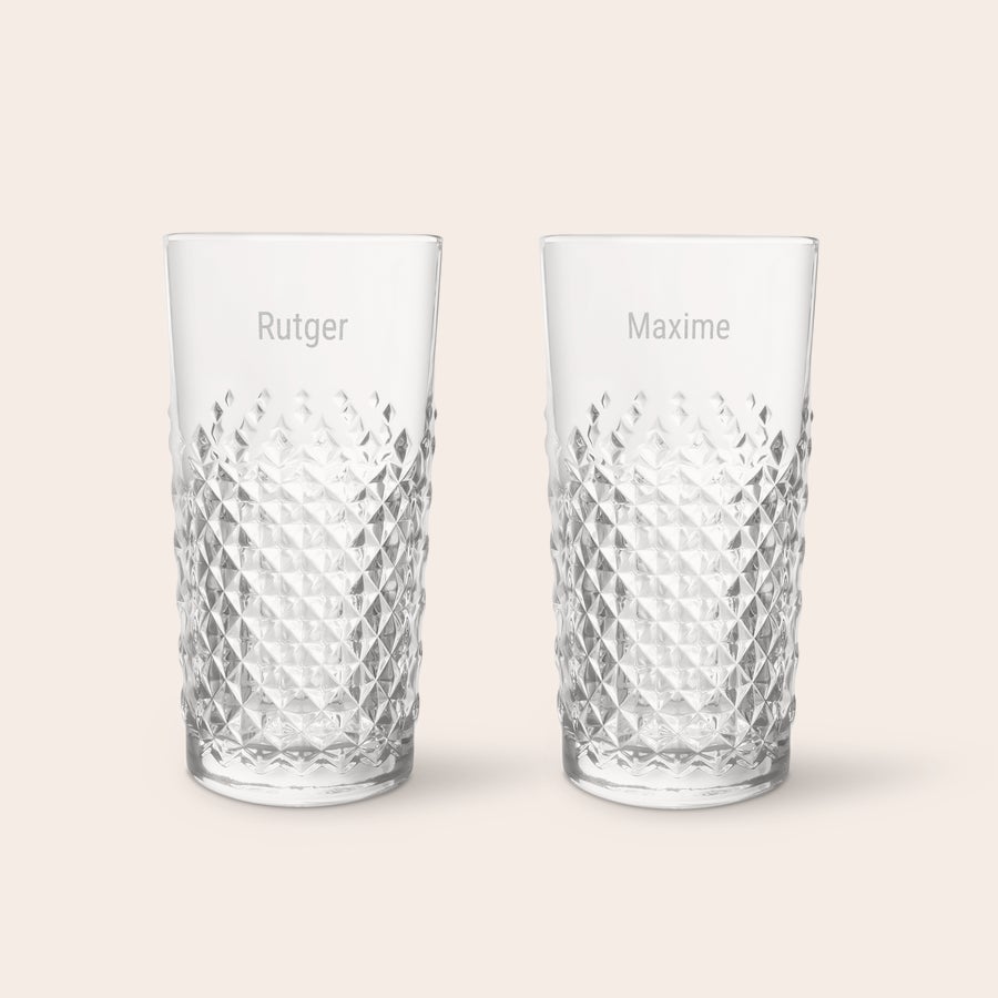 Cocktail pakket met gegraveerde glazen Cocktail pakket met gegraveerde glazen