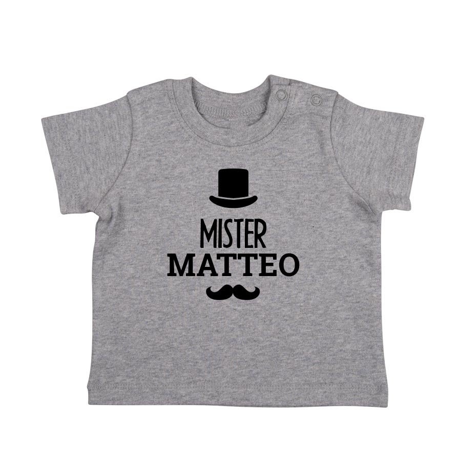 Baby T Shirt bedrucken Kurzarm Grau meliert 62 68  - Onlineshop YourSurprise