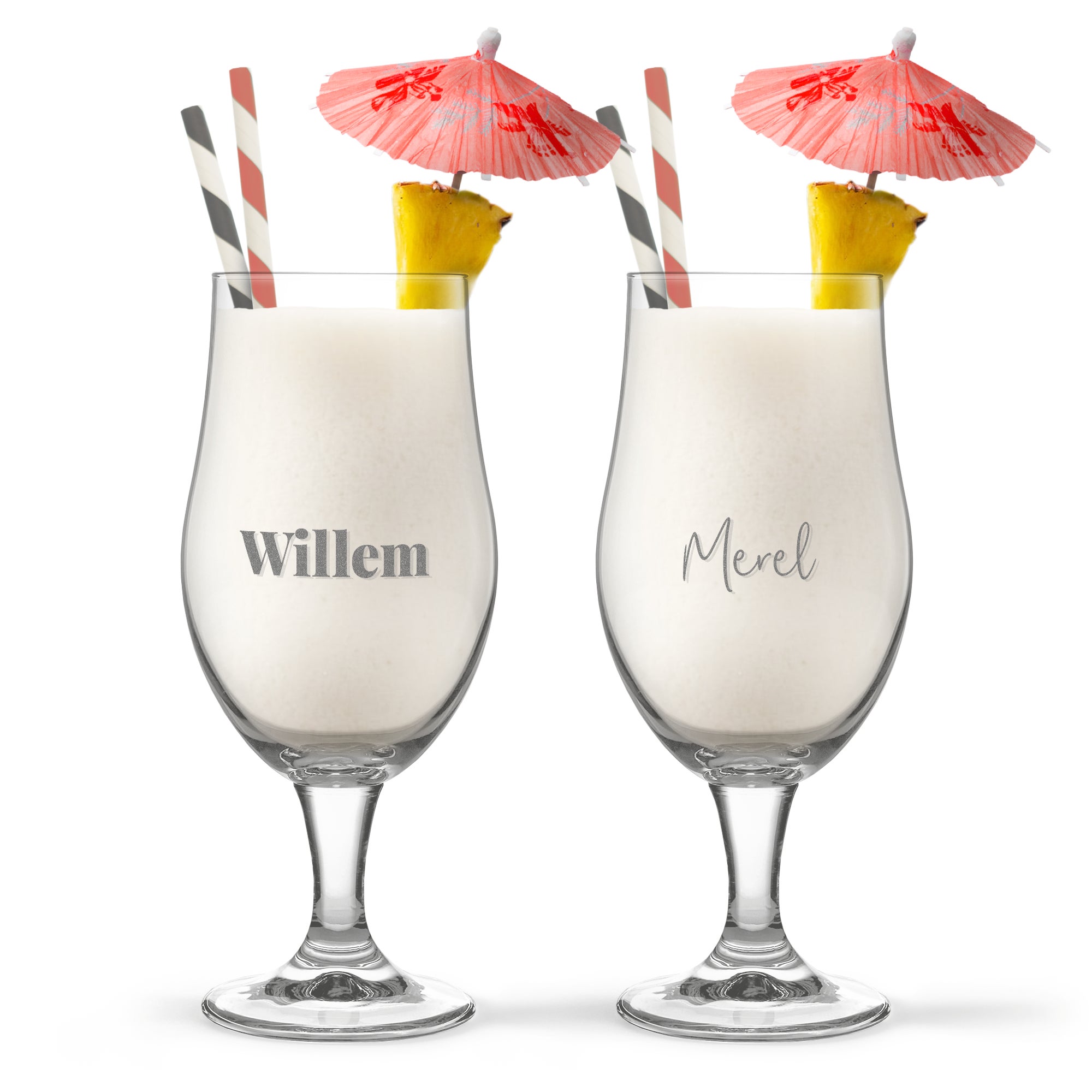 Pina colada glas graveren - 2 stuks