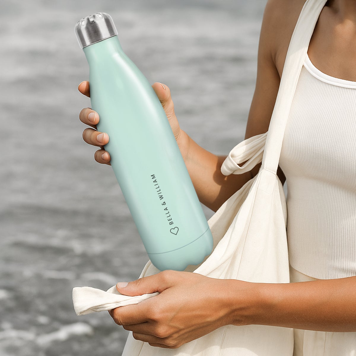 Butelka termiczna - 750 ml - Zielona - Drukowana