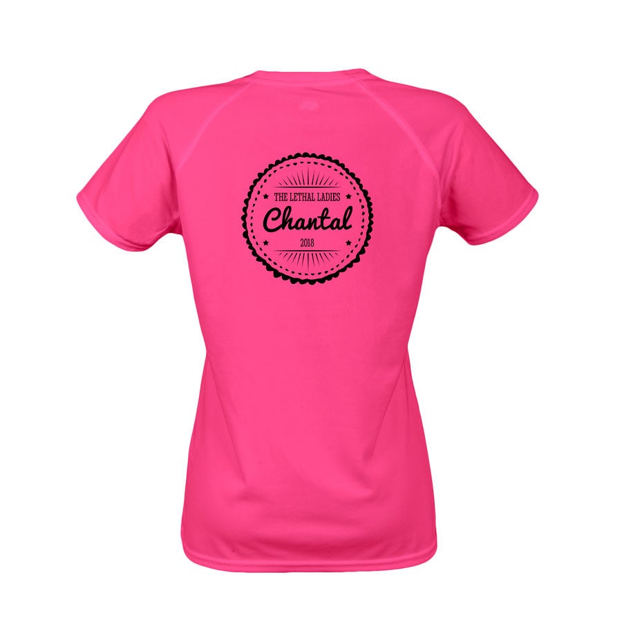 Sportshirt bedrukken - Dames - Roze - XL