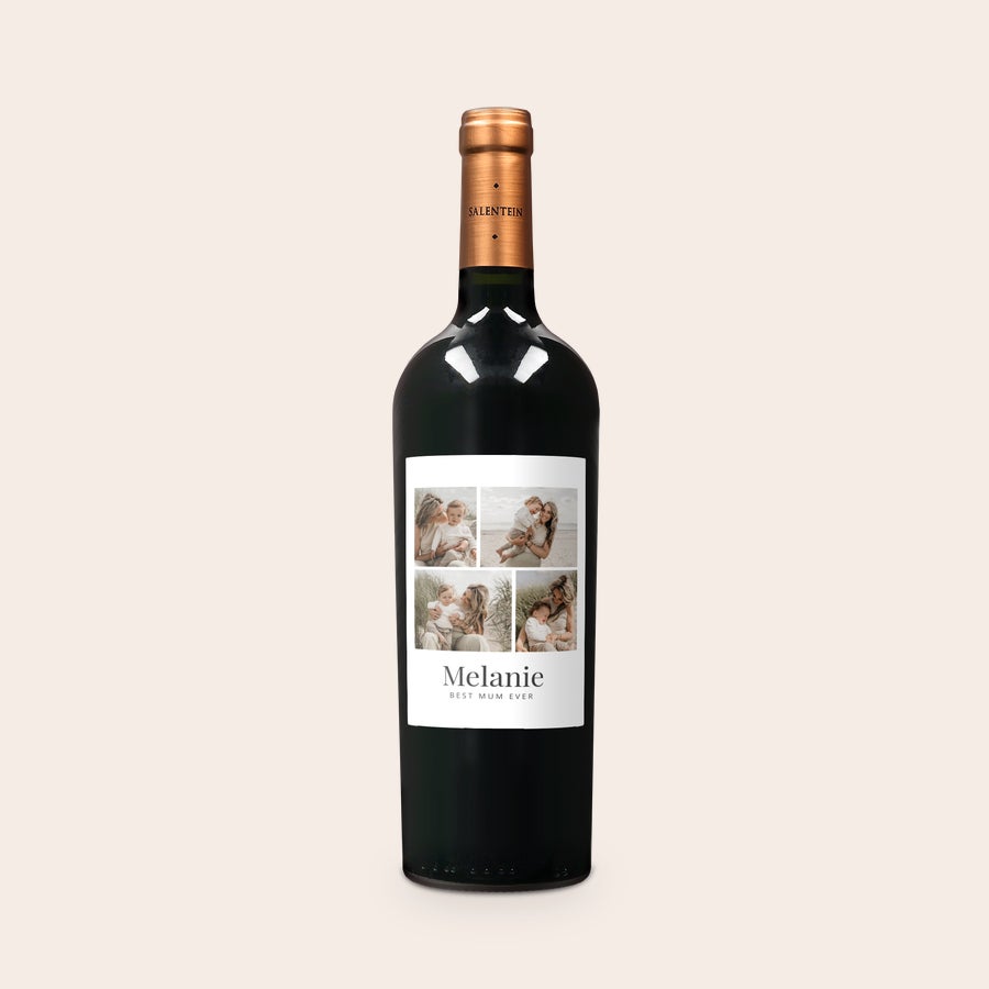 Personalizované víno Salentein Malbec Fľaša vína Salentein Malbec s vlastným foto a textovým štítkom Dajte vynikajúcu fľašu salentein malbec s foto a textové označenie ako darček!