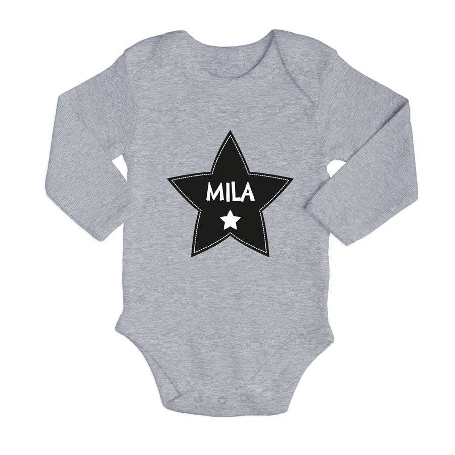 Body bébé personnalisé - Gris -  50/56