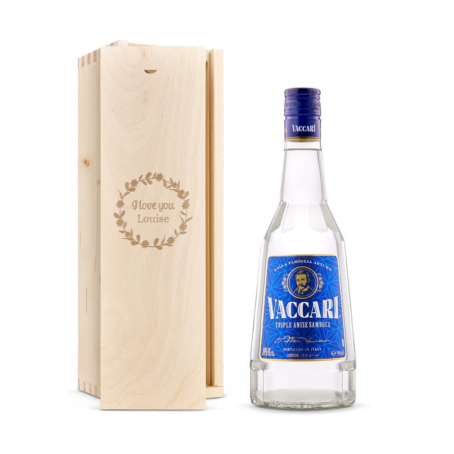 Personalised Sambuca Vaccari Liqueur Gift - Wooden Case Personalised Sambuca Vaccari Liqueur Gift - Wooden Case