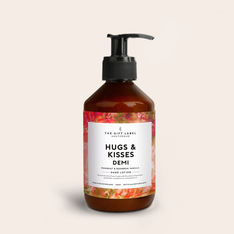 Personalizowany balsam do rąk Unikatowy krem do rąk Hugs & Kisses z personalizowaną etykietą z tekstem