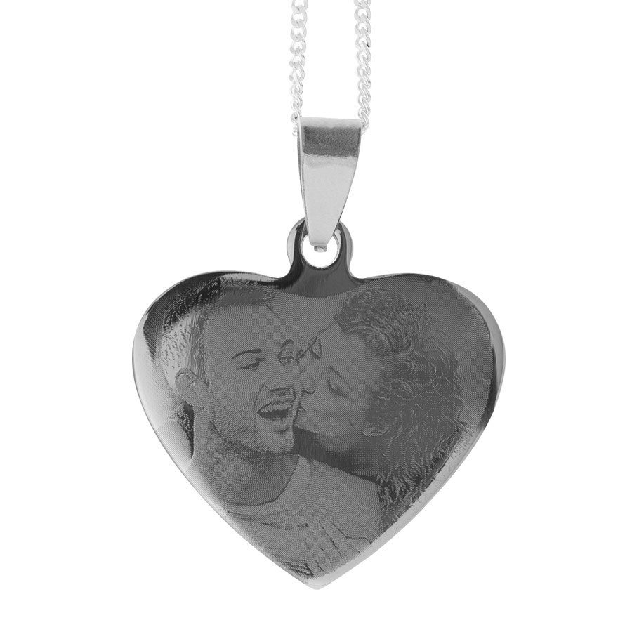 Pendentif photo cœur personnalisé - Couleur argent Pendentif photo cœur personnalisé - Couleur argent
