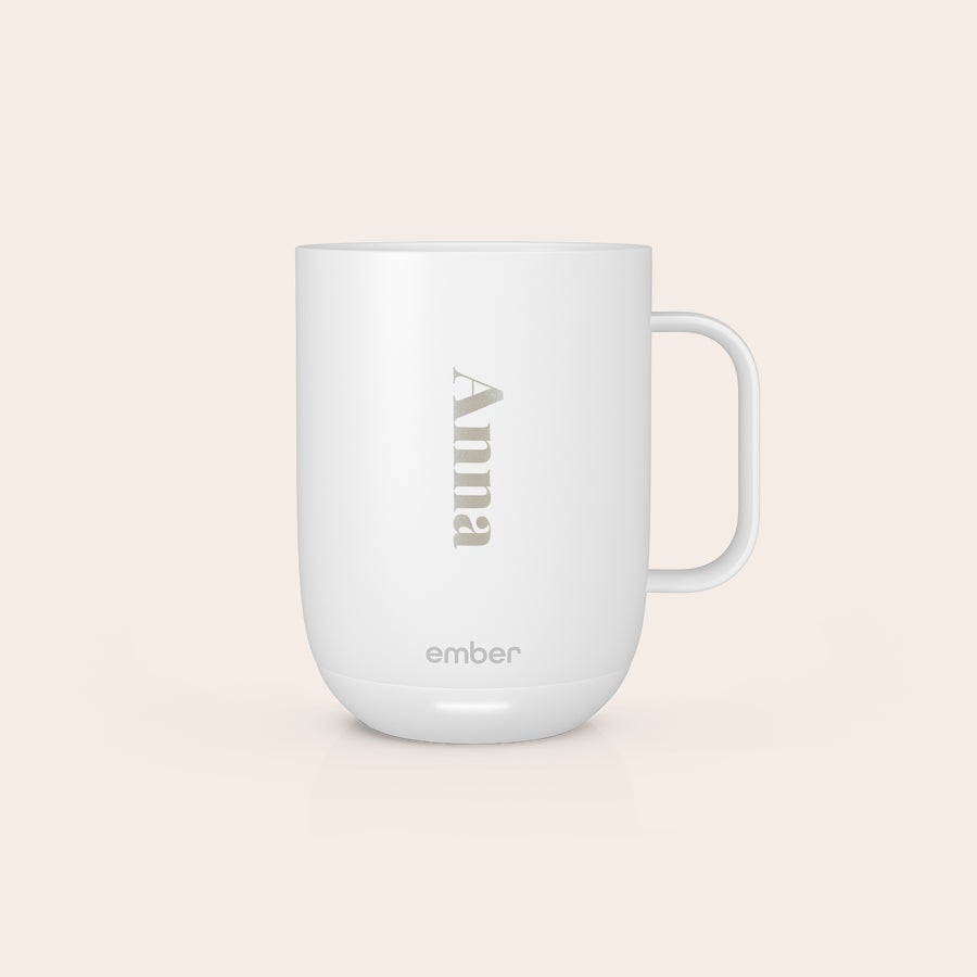 Temperature Control Smart Mug - Ember Witte Ember Control Mug met lasergravure van de naam Anna voor de perfecte slok
