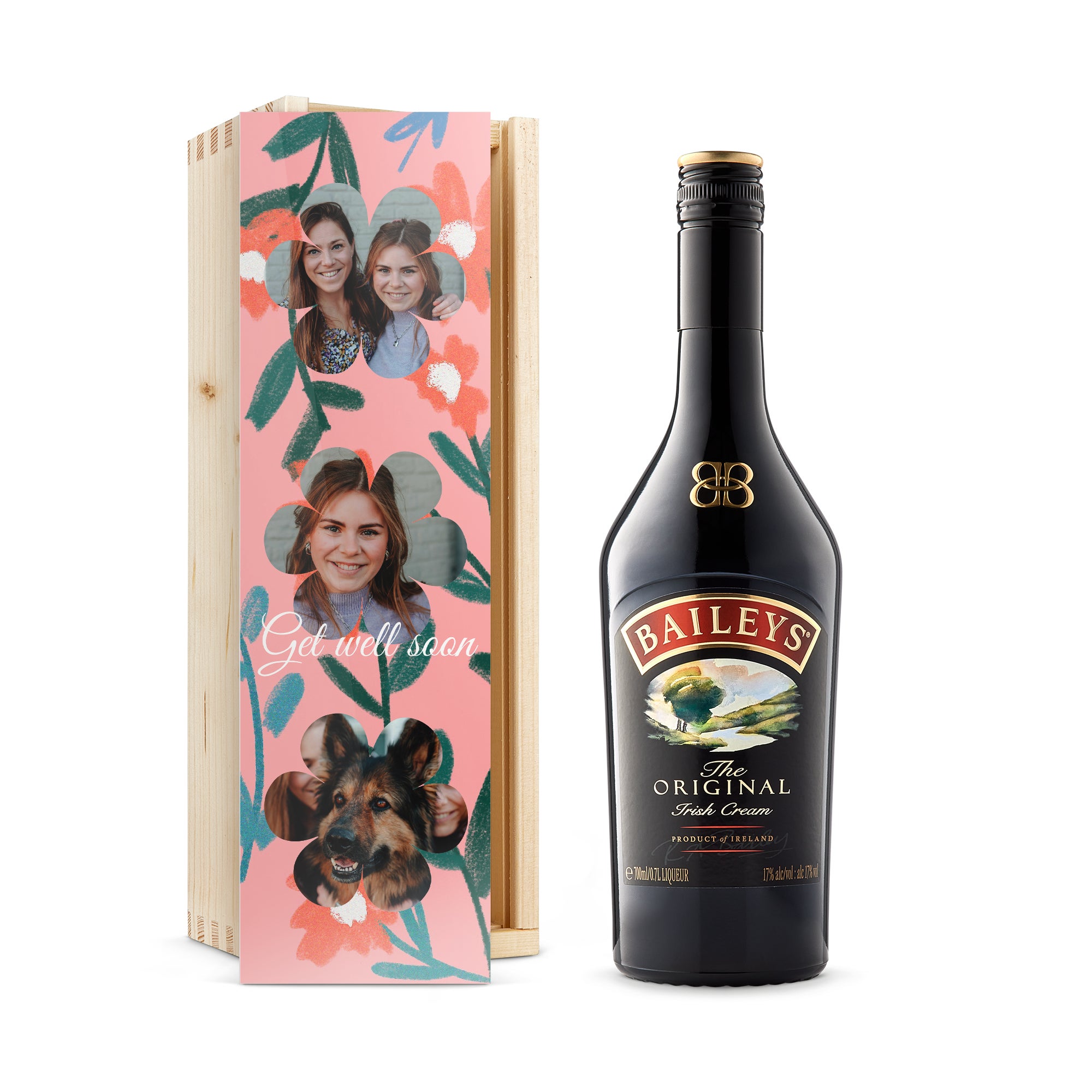 Personalised spirits - Bailey's Irish Cream - Printed wooden case