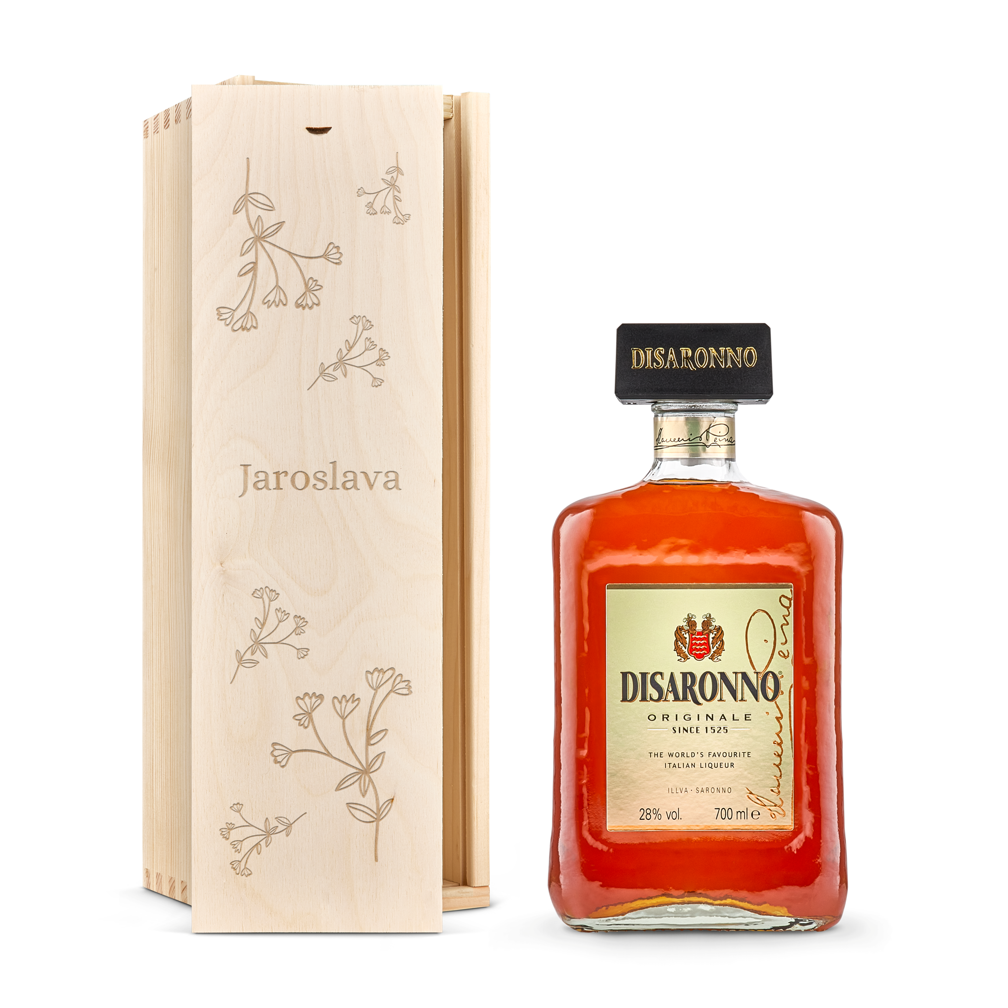 Likér Amaretto Disaronno - gravírovaná krabice