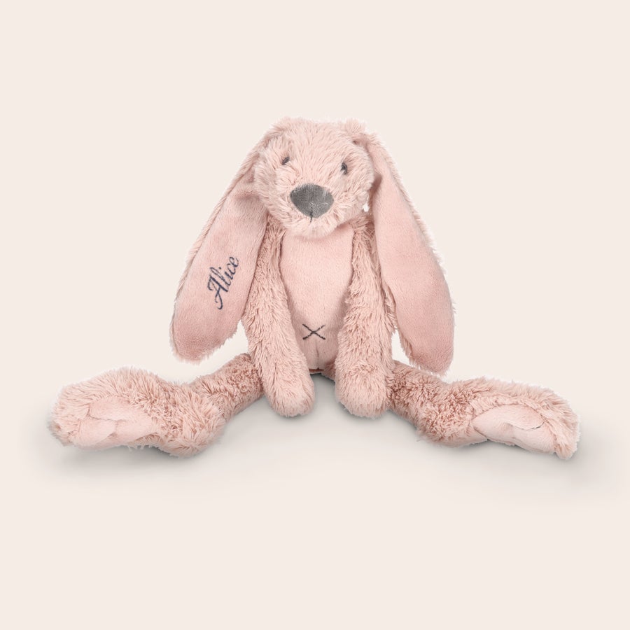 Personalised cuddly toy - Happy Horse - Rabbit Richie Pink Rabbit Richie plush with a personalized name embroidered on its ear