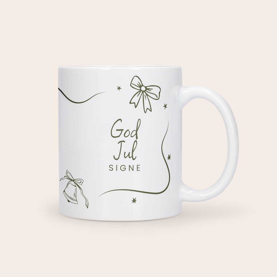 Personlig mugg - Vit Personlig mugg - Vit med tryckt God Jul Signe design och julklockor
