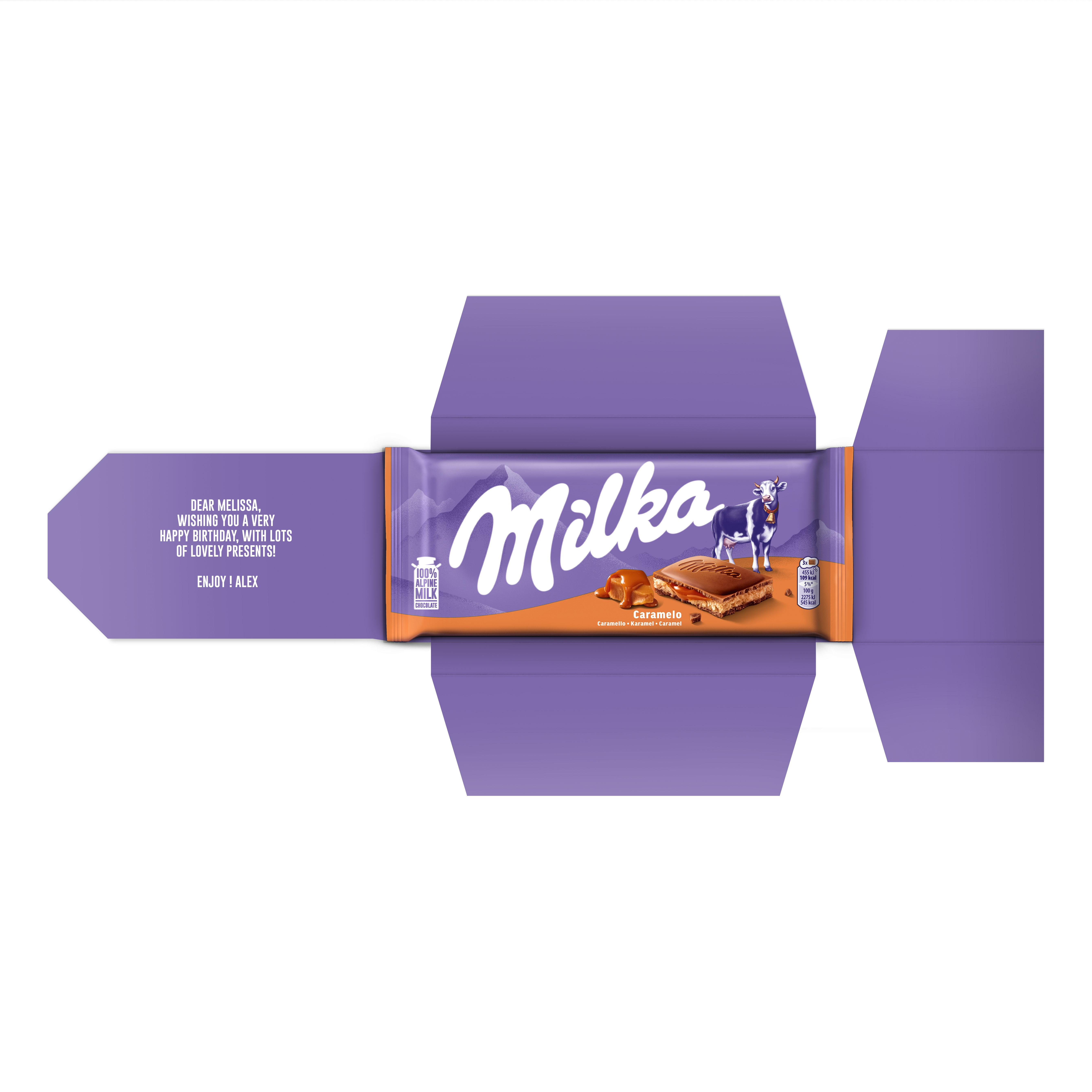 Tarjeta de felicitación personalizada con chocolate Milka