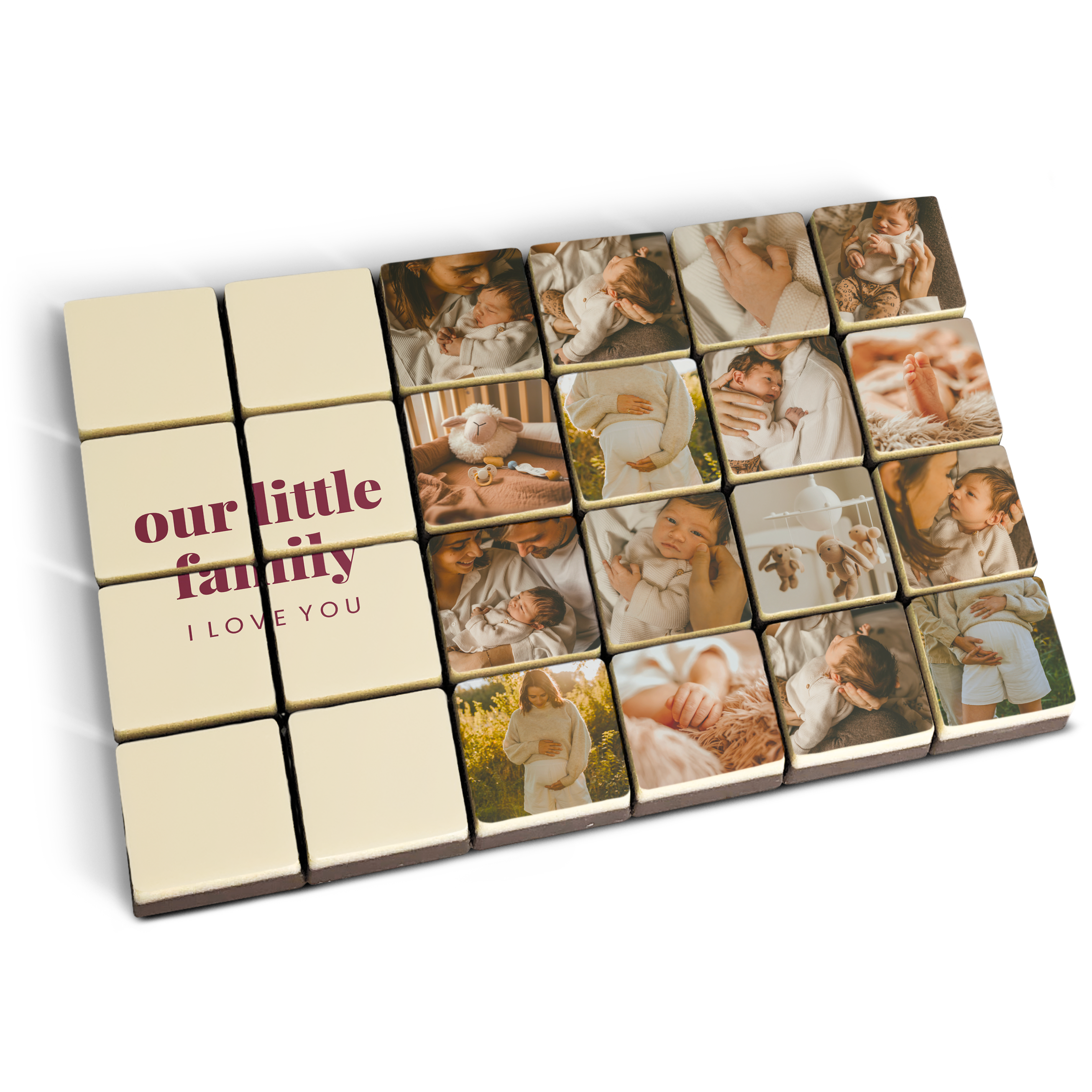 Blocos de chocolate com foto