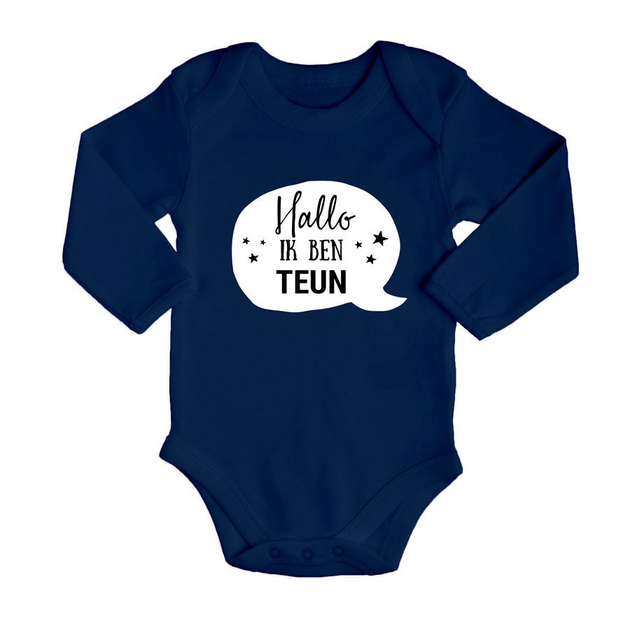 Romper bedrukken - Lange mouw - Navy - 62/68