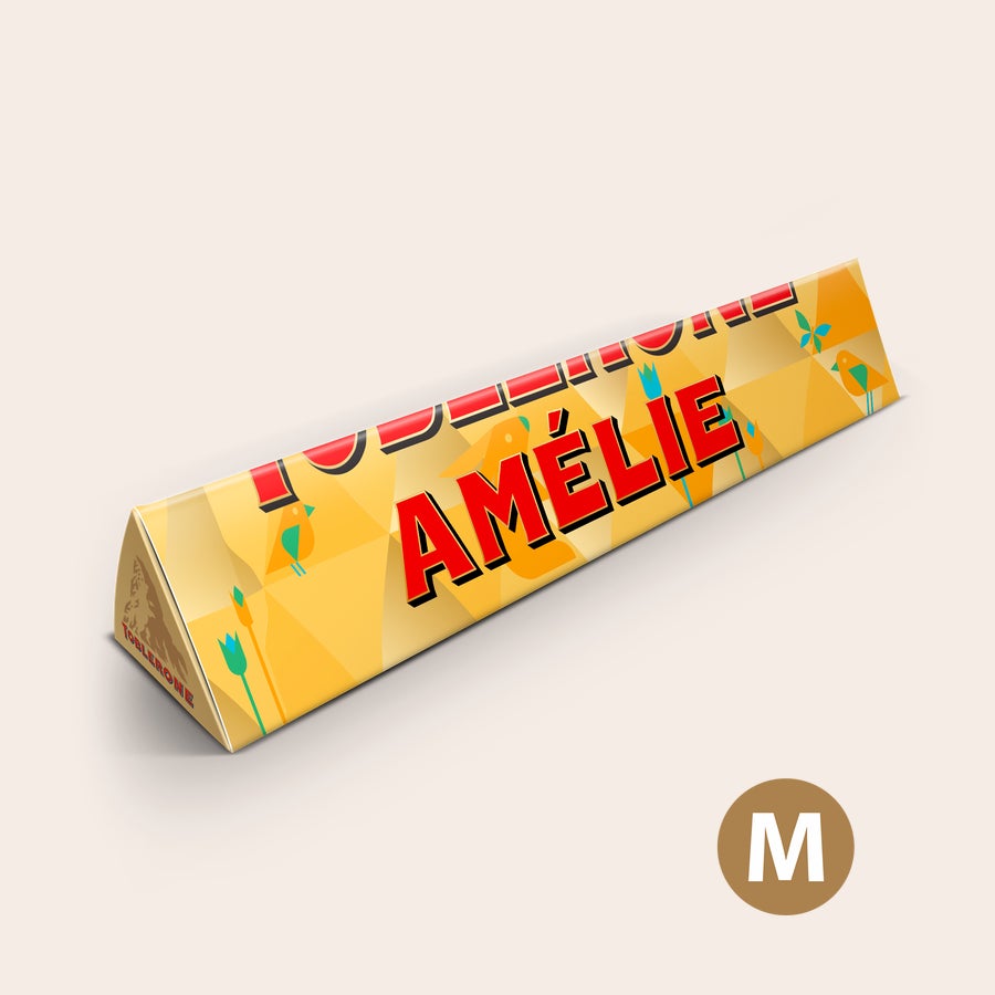 Toblerone de Pâques personnalisé Cette barre de Toblerone de Pâques personnalisée avec le prénom Amélie est une vraie merveille