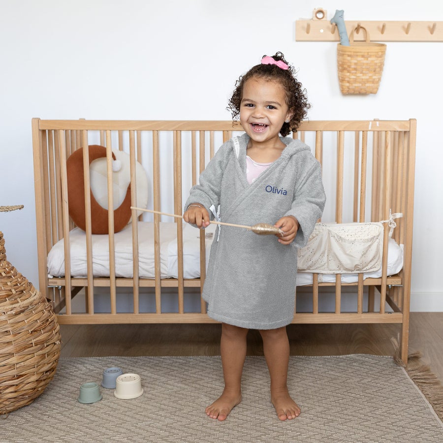 Embroidered baby bathrobe - 74/80 - Light blue