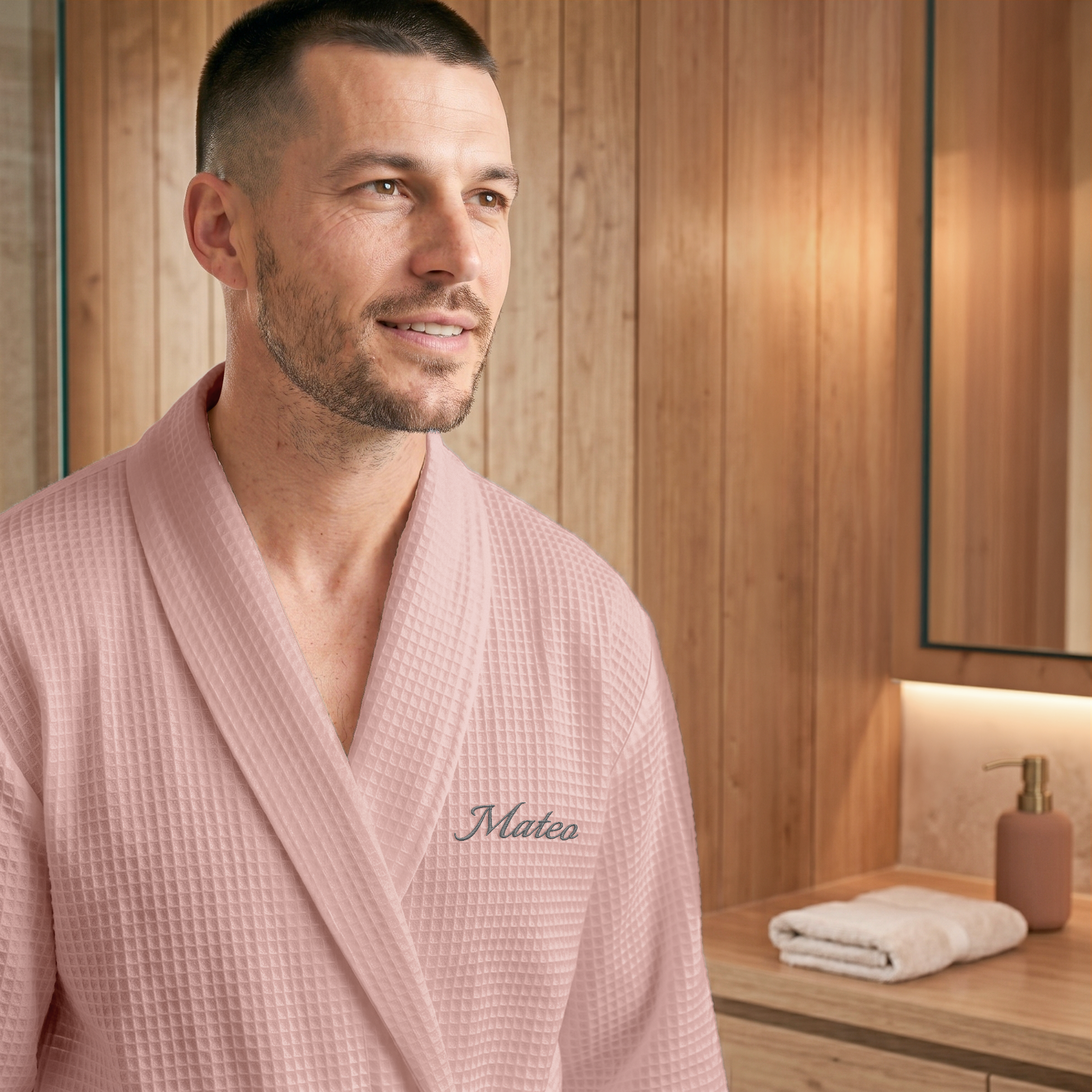 Personalisierter Waffel-Bademantel Herren