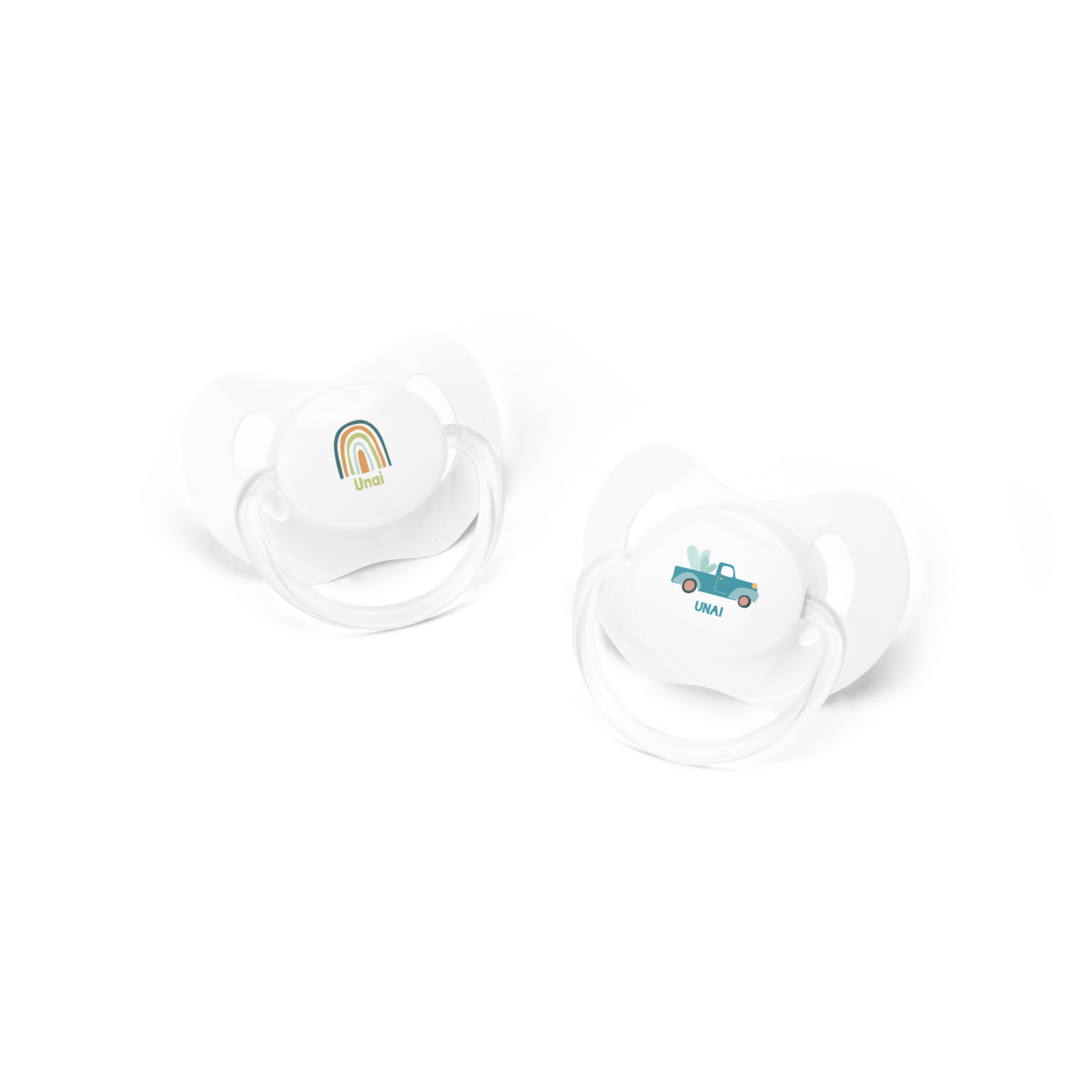 Juego de chupetes con nombre - Blanco