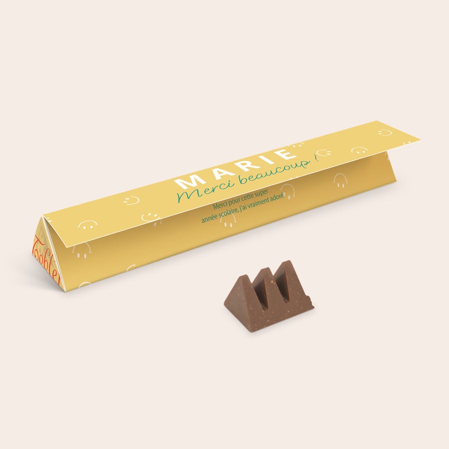 Toblerone personnalisé Barre de chocolat personnalisée Toblerone avec le prénom Marie et un message imprimés sur l'emballage